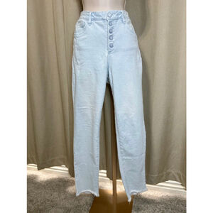 Women's Wit & Wisdom Jeans Light Blue Denim Button Fly Distressed Hem